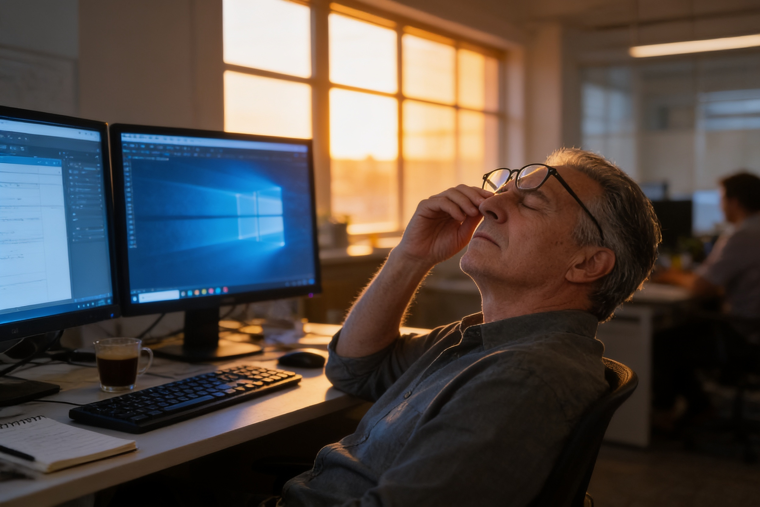 Adult paying closer attention to changes in eye comfort and vision