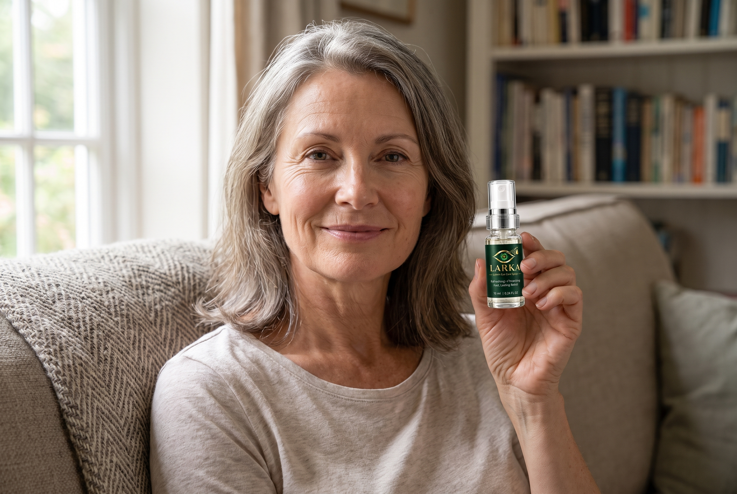 Adult using LARKA Eye Care Spray as part of an everyday routine